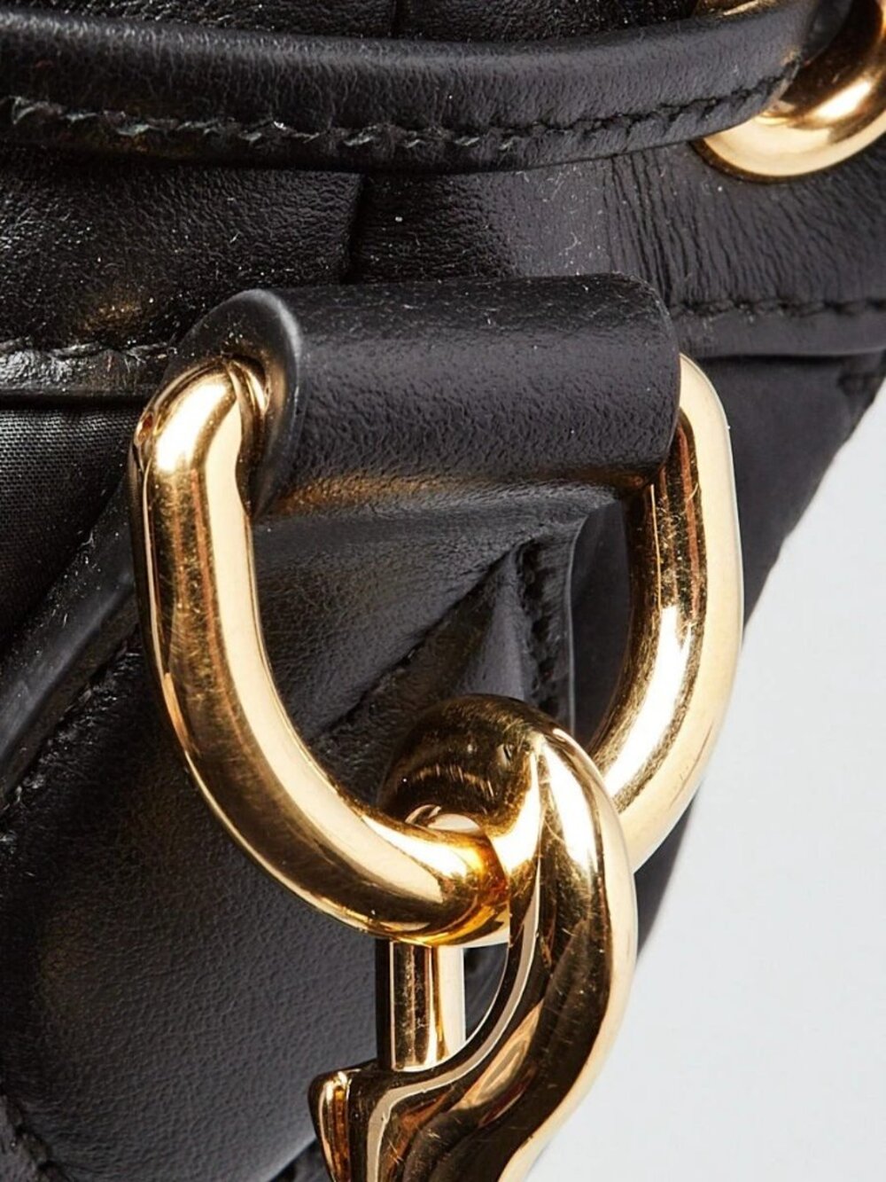 Gucci Black Leather/Nylon GG Metalasse Small Bucket Bag - Picture 4 of 12